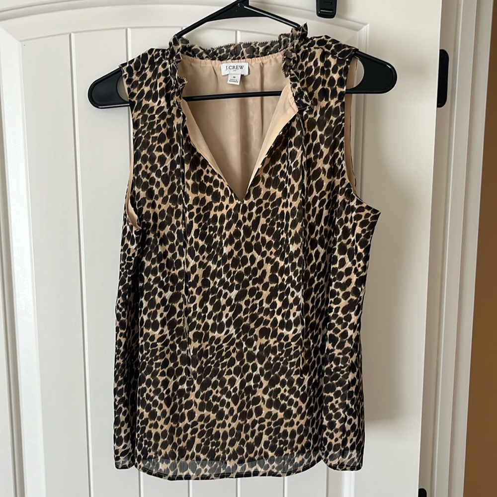 J. Crew Leopard Print Sleeveless Blouse - Size Small, Like New